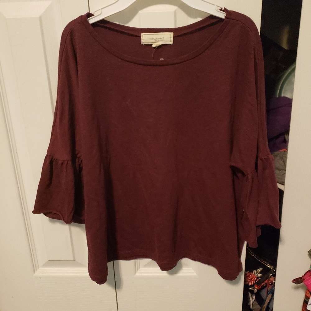 Purple ruffled sleeve shirt